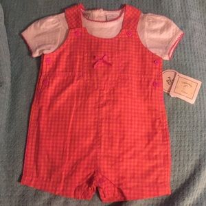 🟢 Lullaby Club Baby Girls Size 6 months NWT Short Overall Set